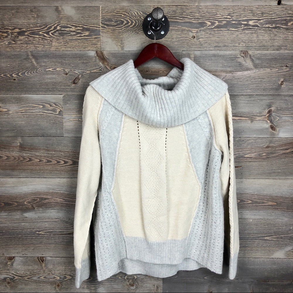 Sundance cable chunky knit cowl neck sweater